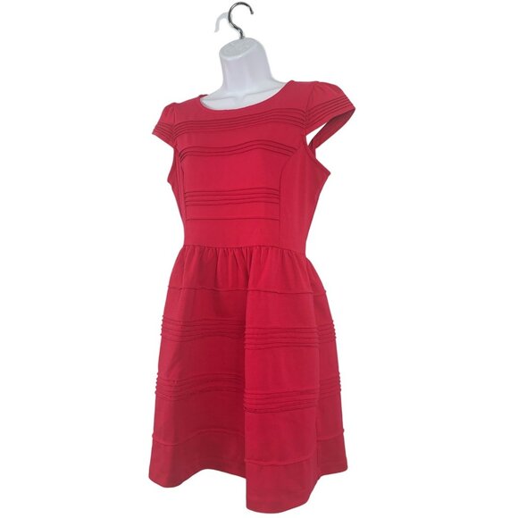 Elle Womens Hot Pink Cap Sleeve Textured A-Line Dress Size 10 Medium - Picture 4 of 10